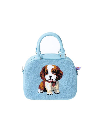 Cute Puppy Fur Embroidery 2WAY Boston Bag【s0000011748】