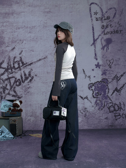 Star Print Raglan Shoulder Long Sleeve T-Shirt【s0000011929】