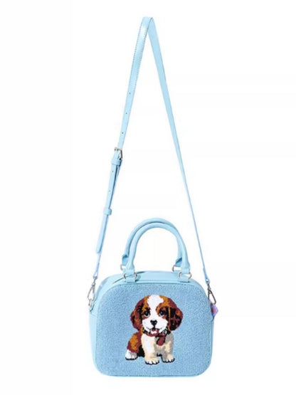 Cute Puppy Fur Embroidery 2WAY Boston Bag【s0000011748】
