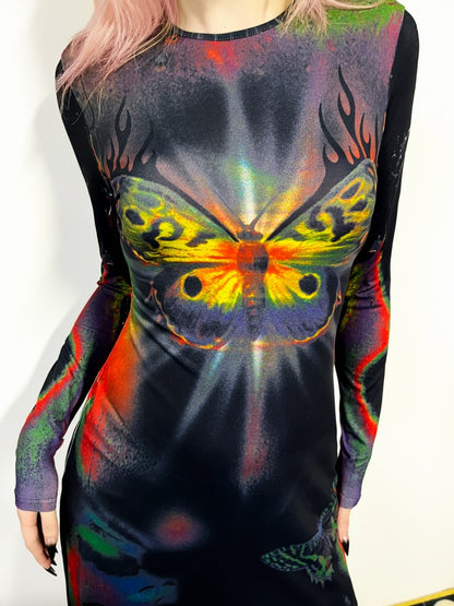 Butterfly Graphic Tight Fit Long Sleeve Dress【s0000011781】