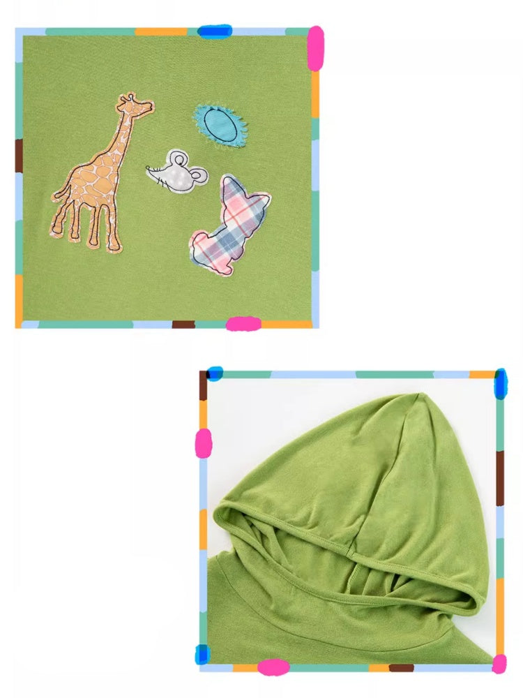 Animal Patchwork Style Applique Long Sleeve Hoodie【s0000011747】