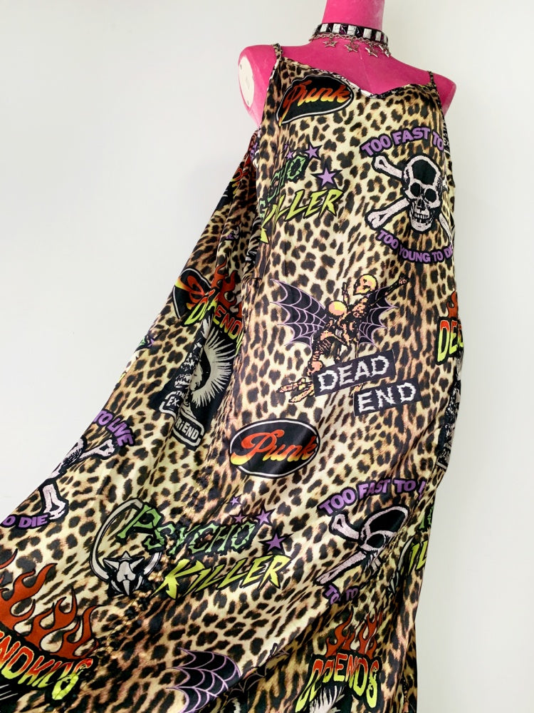 Punk Leopard & Skull Print Adjustable Length Camisole Dress 【s0000011782】