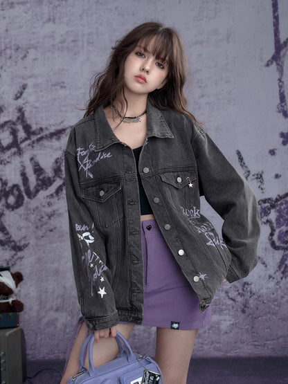 Street Graffiti Denim Loose Jacket【s0000011924】