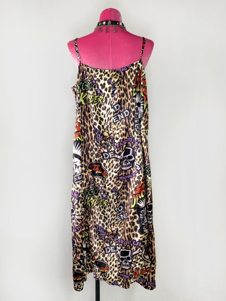 Punk Leopard & Skull Print Adjustable Length Camisole Dress 【s0000011782】