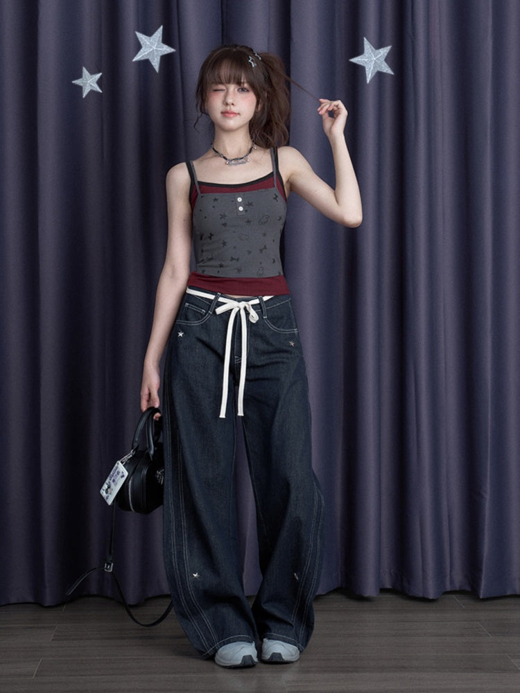 Star Studded Banana Jeans Pants【s0000011928】