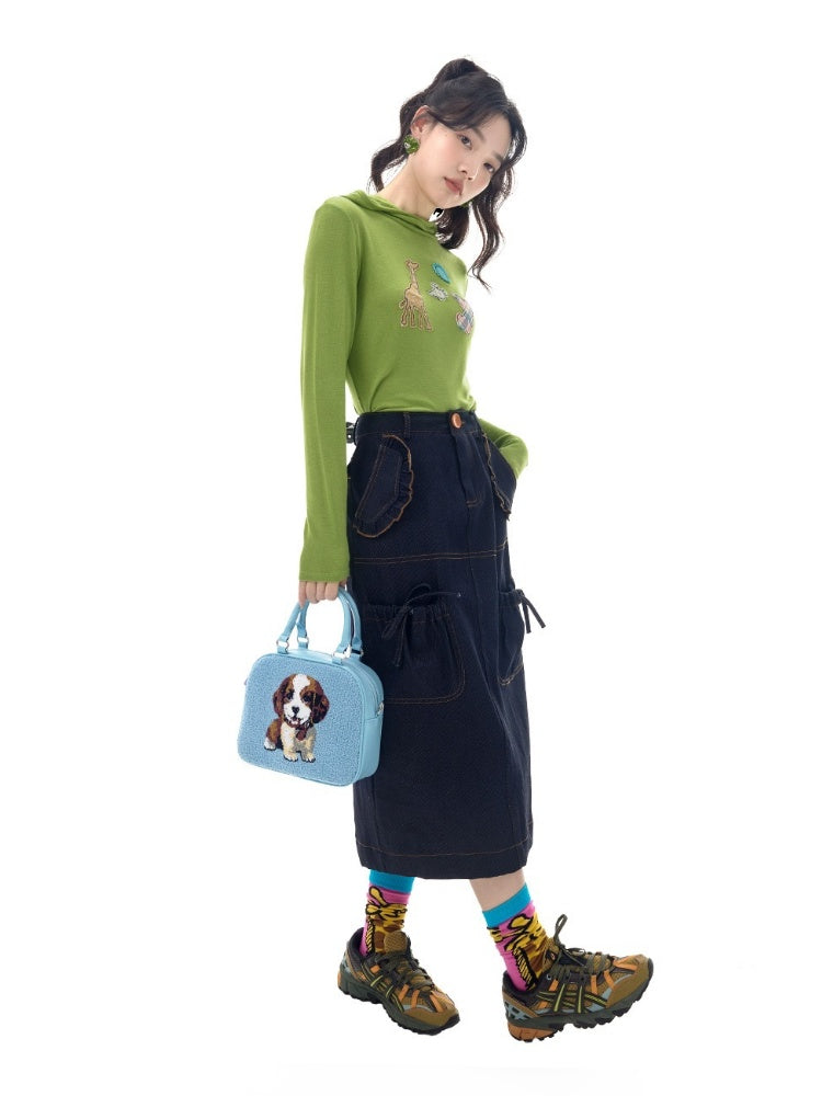 Cute Puppy Fur Embroidery 2WAY Boston Bag【s0000011748】