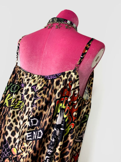 Punk Leopard & Skull Print Adjustable Length Camisole Dress 【s0000011782】