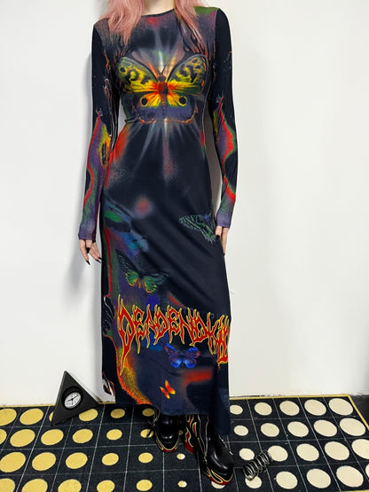 Butterfly Graphic Tight Fit Long Sleeve Dress【s0000011781】