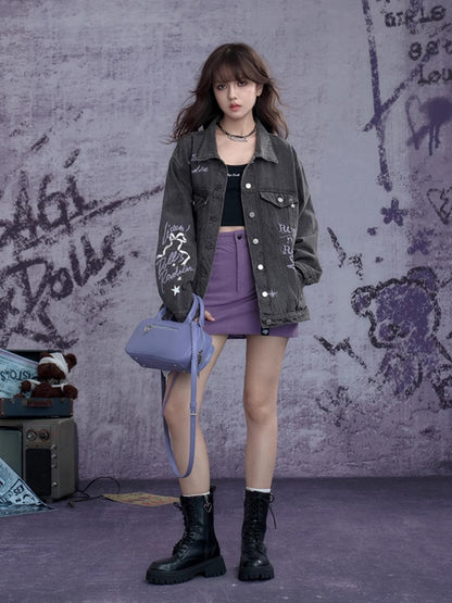 Street Graffiti Denim Loose Jacket【s0000011924】