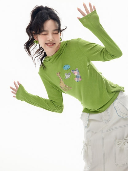 Animal Patchwork Style Applique Long Sleeve Hoodie【s0000011747】