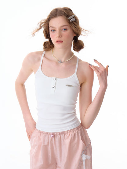 Heart Button Halter Neck Camisole【s0000011916】