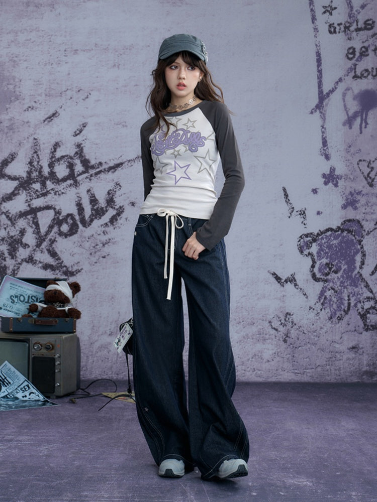 Star Studded Banana Jeans Pants【s0000011928】