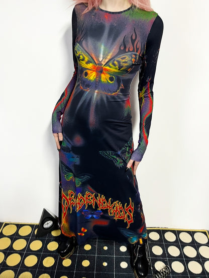 Butterfly Graphic Tight Fit Long Sleeve Dress【s0000011781】