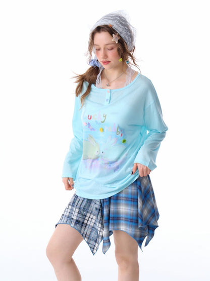 Rabbit Print Long Sleeve T-Shirt【s0000011915】