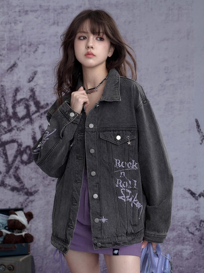Street Graffiti Denim Loose Jacket【s0000011924】