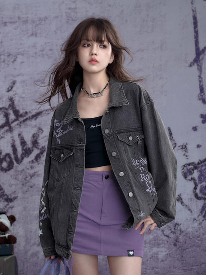 Street Graffiti Denim Loose Jacket【s0000011924】