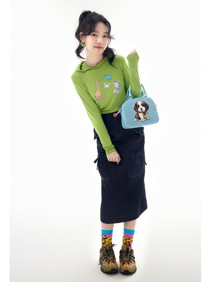 Cute Puppy Fur Embroidery 2WAY Boston Bag【s0000011748】