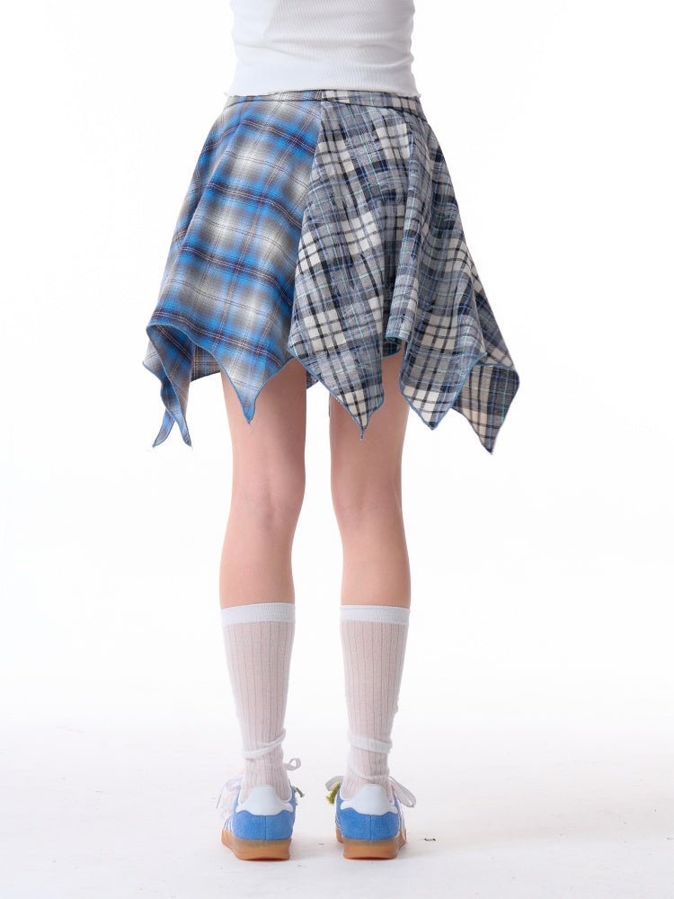 Irregular Contras Plaid High Waist Mini Skirt【s0000011756】