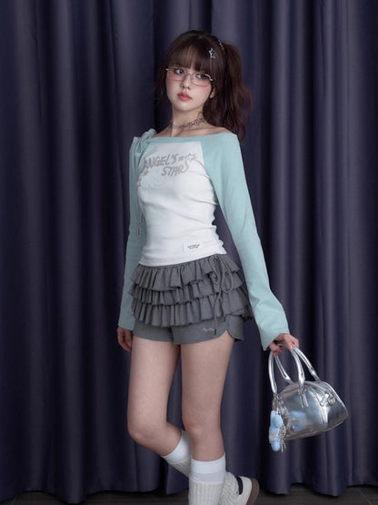 One Shoulder Raglan Sleeve T-Shirt【s0000011931】