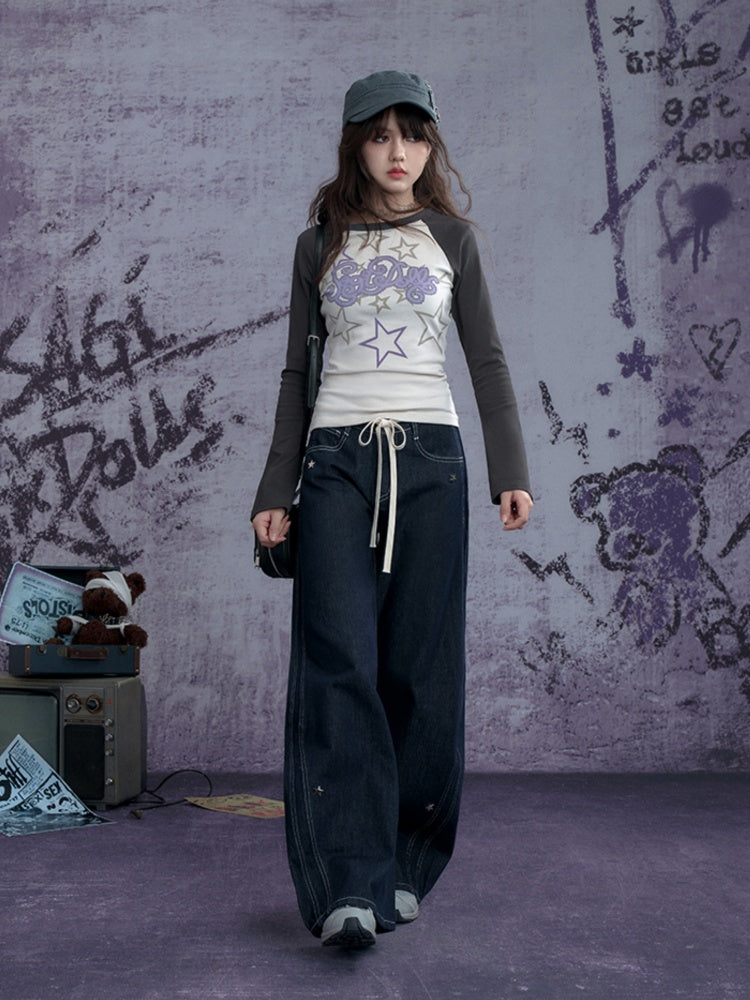 Star Studded Banana Jeans Pants【s0000011928】
