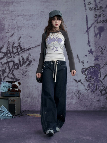 Star Studded Banana Jeans Pants【s0000011928】