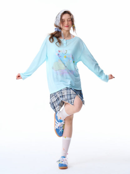 Rabbit Print Long Sleeve T-Shirt【s0000011915】