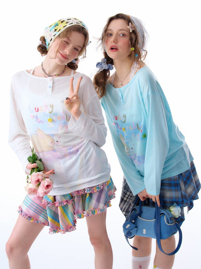 Rabbit Print Long Sleeve T-Shirt【s0000011915】