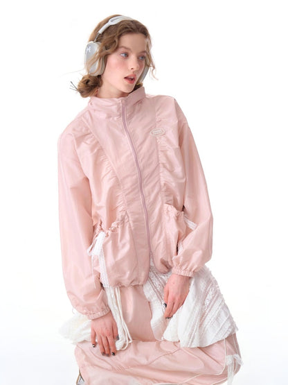 Lace Bow Long Sleeve Double-Zip Jacket【s0000011912】