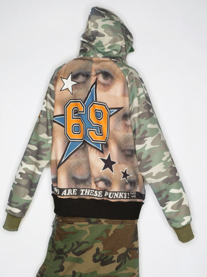 Camouflage Pattern Raglan Full Zip Oversized Hoodie Jacket 【s0000011776】