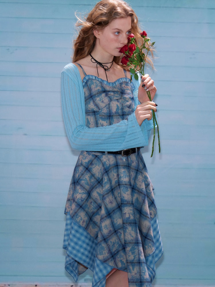 Rib Knitted Long Bell Sleeve Cropped Cardigan【s0000011758】