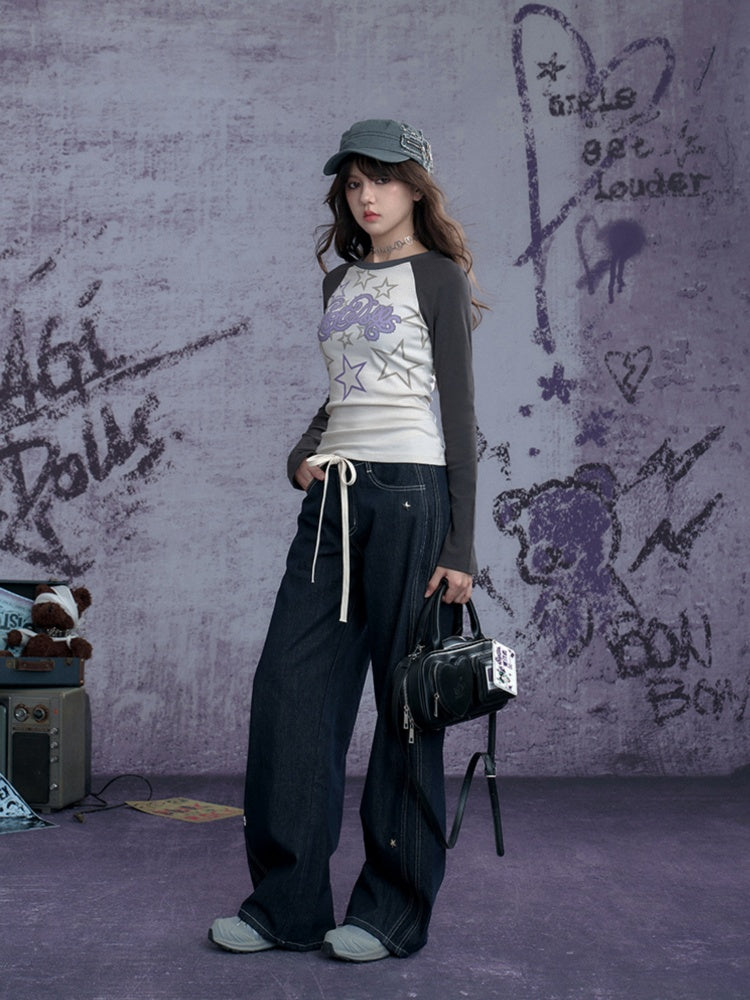 Star Studded Banana Jeans Pants【s0000011928】