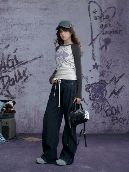 Star Studded Banana Jeans Pants【s0000011928】