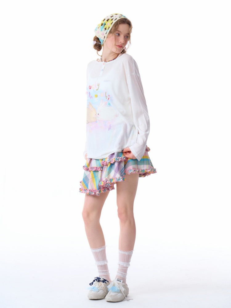 Rabbit Print Long Sleeve T-Shirt【s0000011915】
