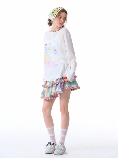 Rabbit Print Long Sleeve T-Shirt【s0000011915】
