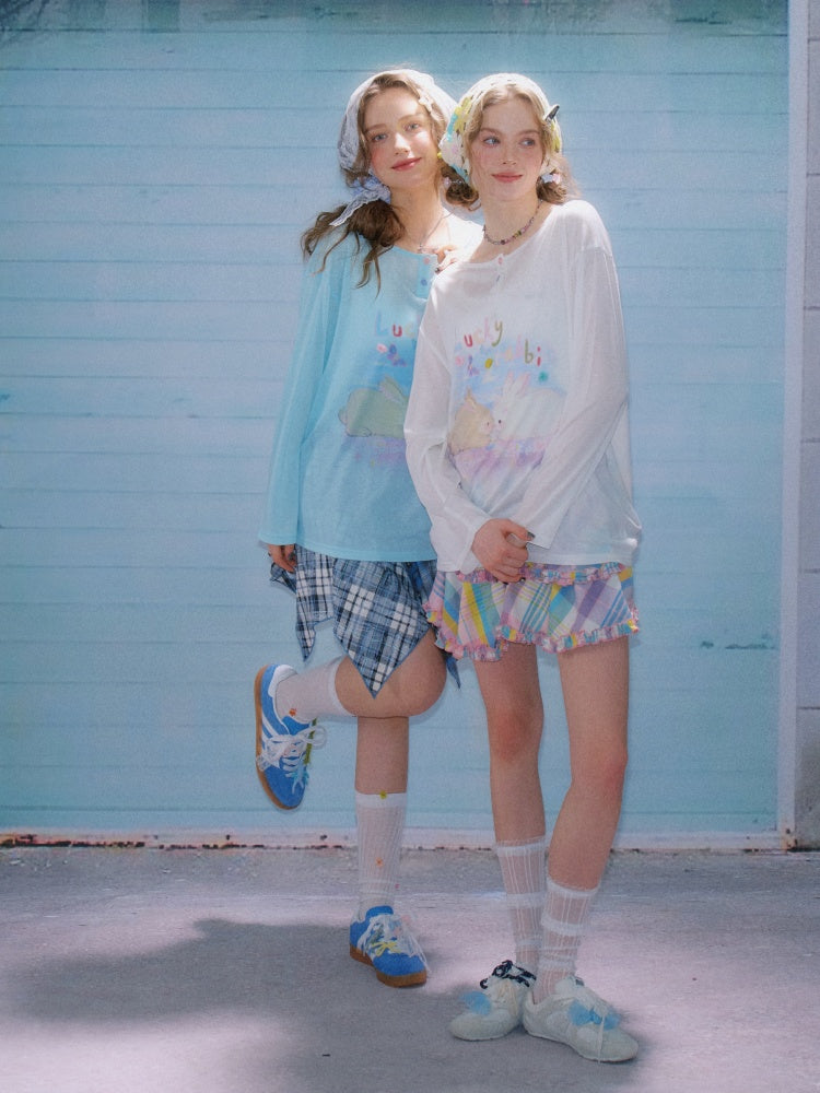 Rabbit Print Long Sleeve T-Shirt【s0000011915】