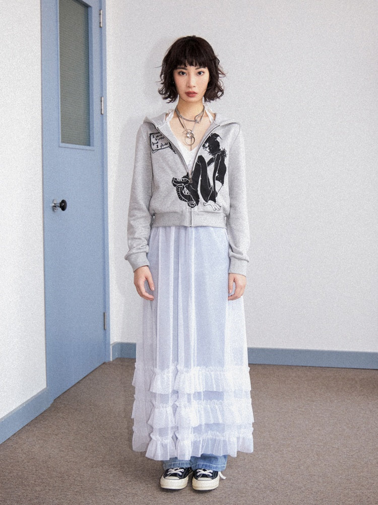 Tiered Frill A-Line Sheer V-Neck Camisole Dress【s0000011907】