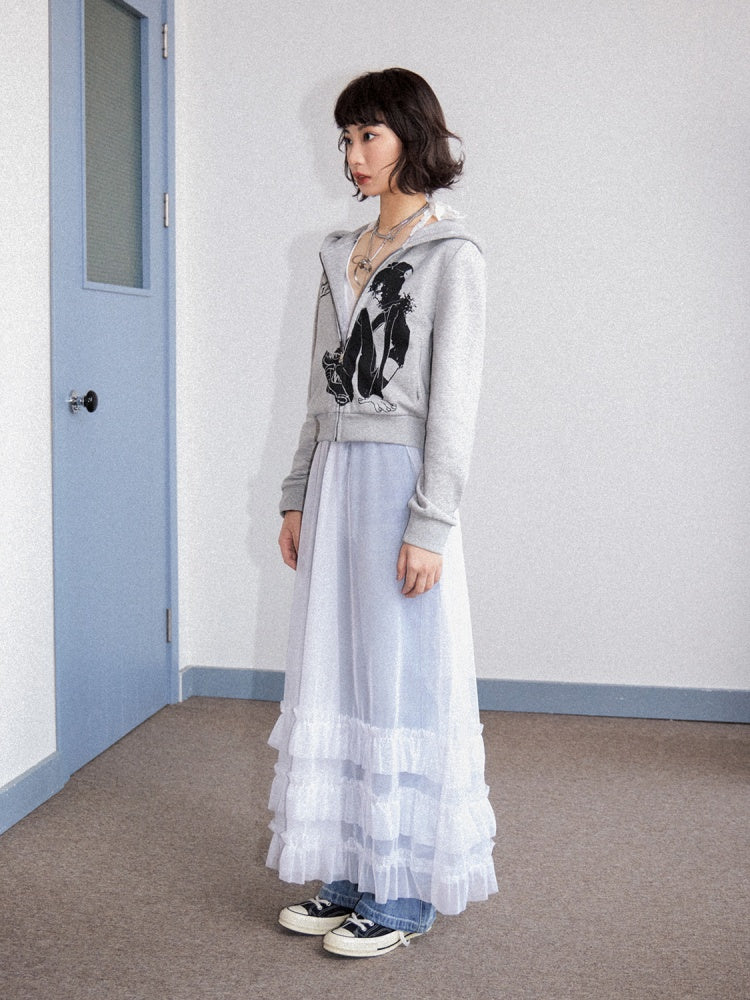 Tiered Frill A-Line Sheer V-Neck Camisole Dress【s0000011907】
