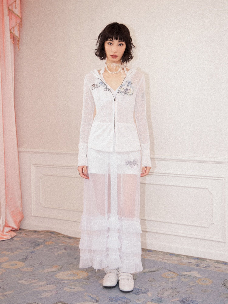 Tiered Frill A-Line Sheer V-Neck Camisole Dress【s0000011907】