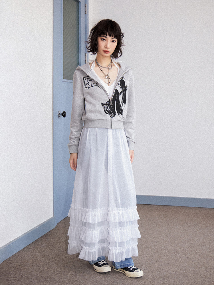 Tiered Frill A-Line Sheer V-Neck Camisole Dress【s0000011907】
