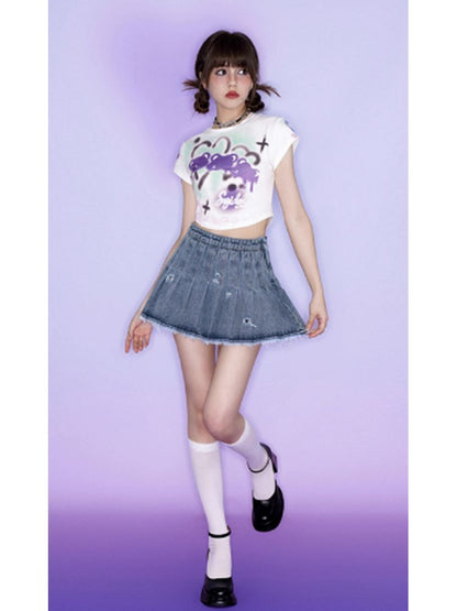 Sweet and cool print short T-shirt【s0000002862】