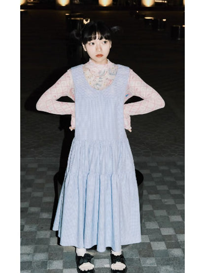 Blue Grid Low Waist Doll dress【s0000002809】