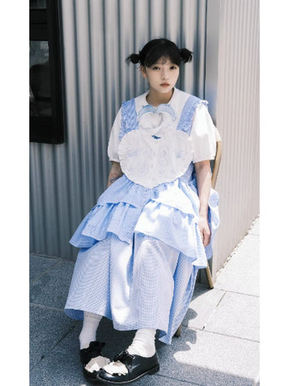 Blue Grid Low Waist Doll dress【s0000002809】