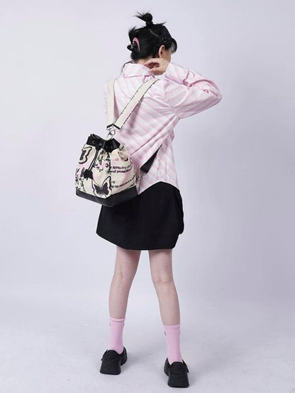 Sweet cool shoulder Messenger bucket bag【s0000003310】 