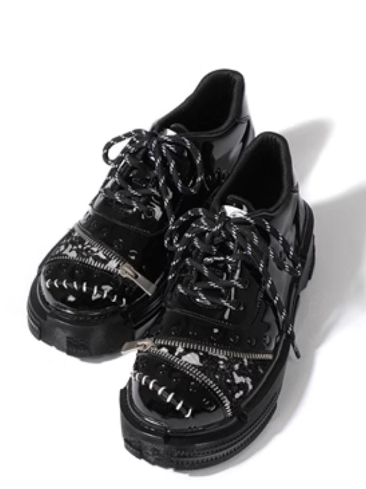 Black fake leather shoes【s0000003926】