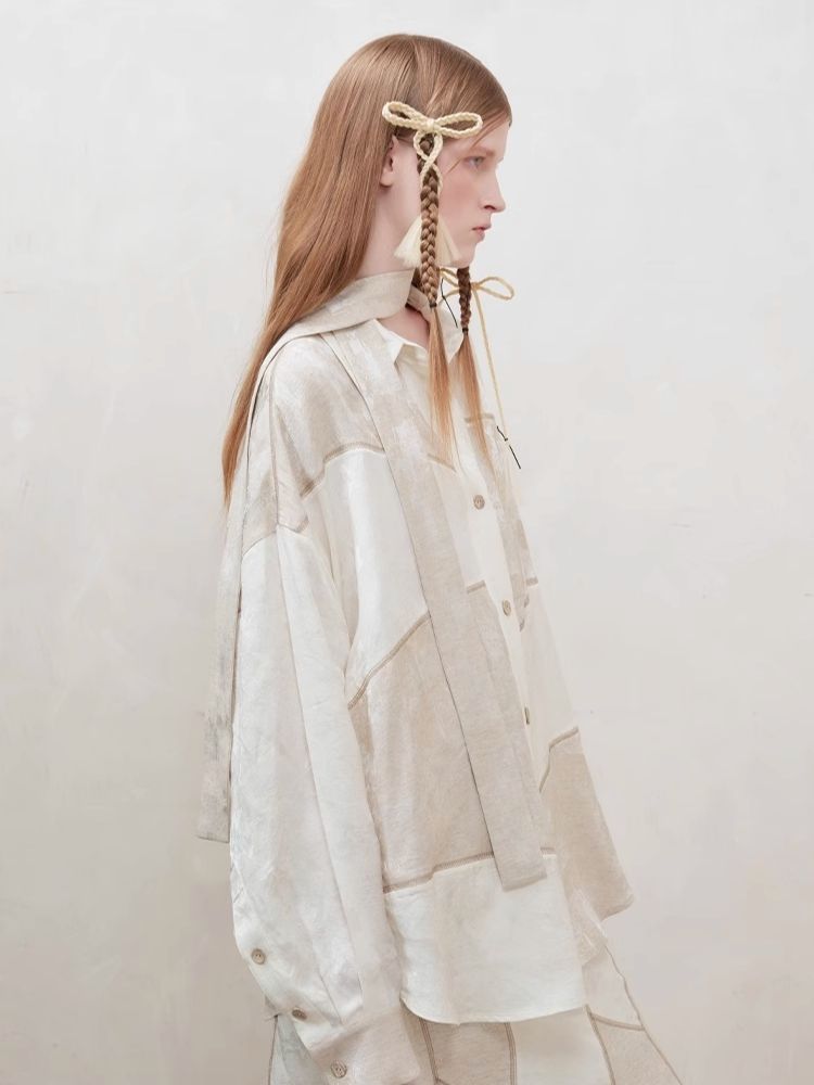 Patchwork stitching shirt + half skirt【s0000008177】