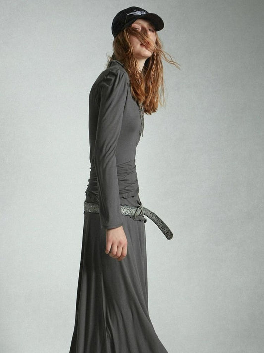 V-Neck Irregular Hem A-Line Long Dress【s0000003413】