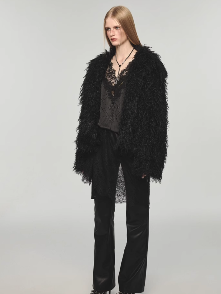 Fluffy long fur coat for winter【s0000004134】