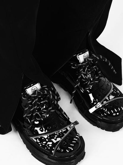 Black fake leather shoes【s0000003926】