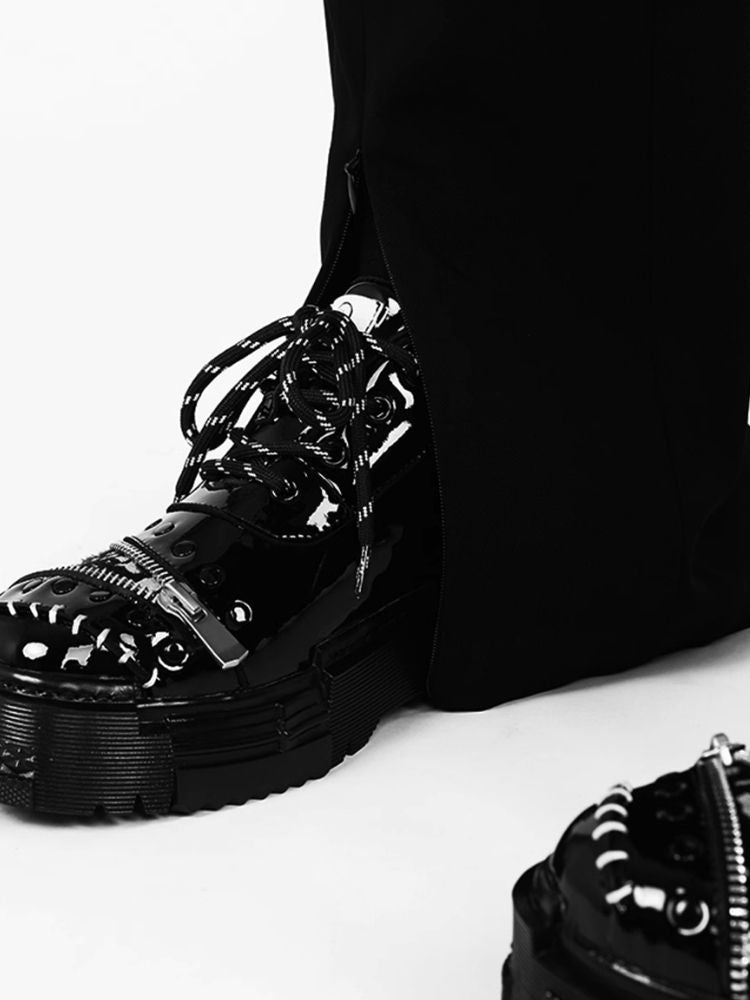 Black fake leather shoes【s0000003926】