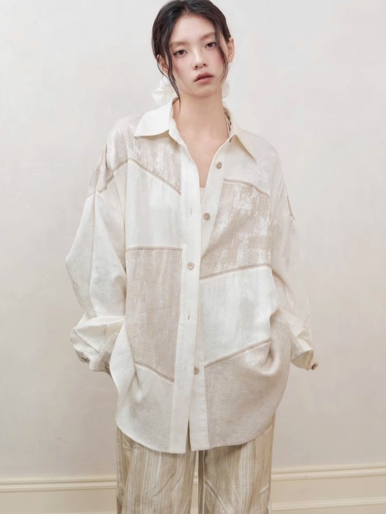 Patchwork stitching shirt + half skirt【s0000008177】